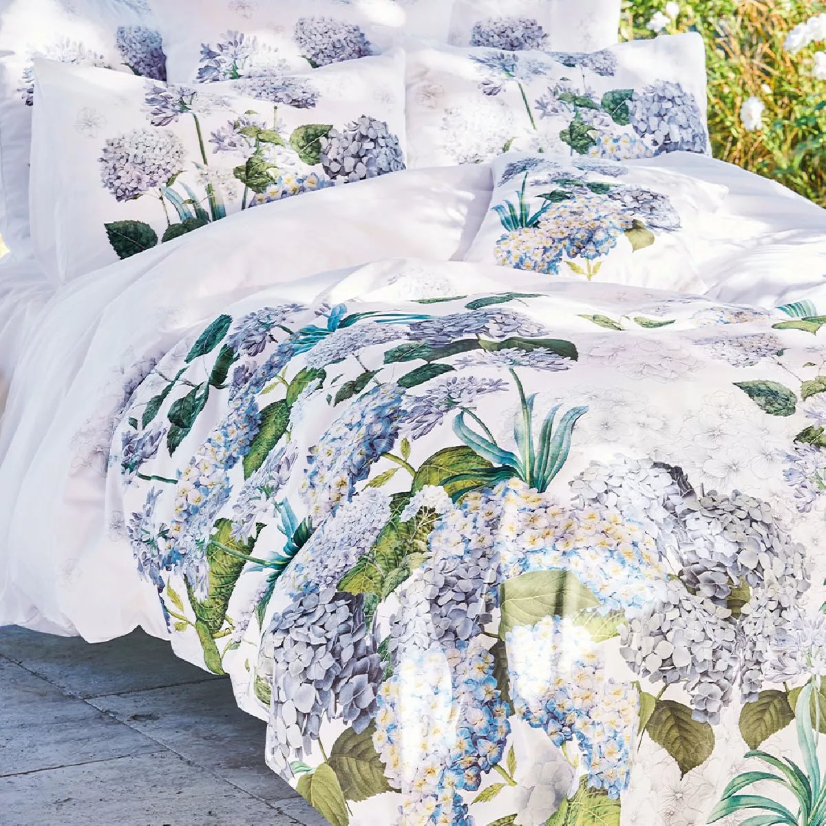Housse de couette percale de coton MAELYS bleu, GARNIER THIEBAUT
