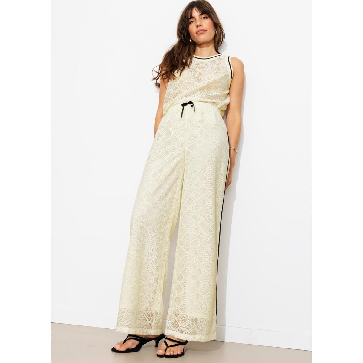 Pantalon en dentelle ecru, PROMOD