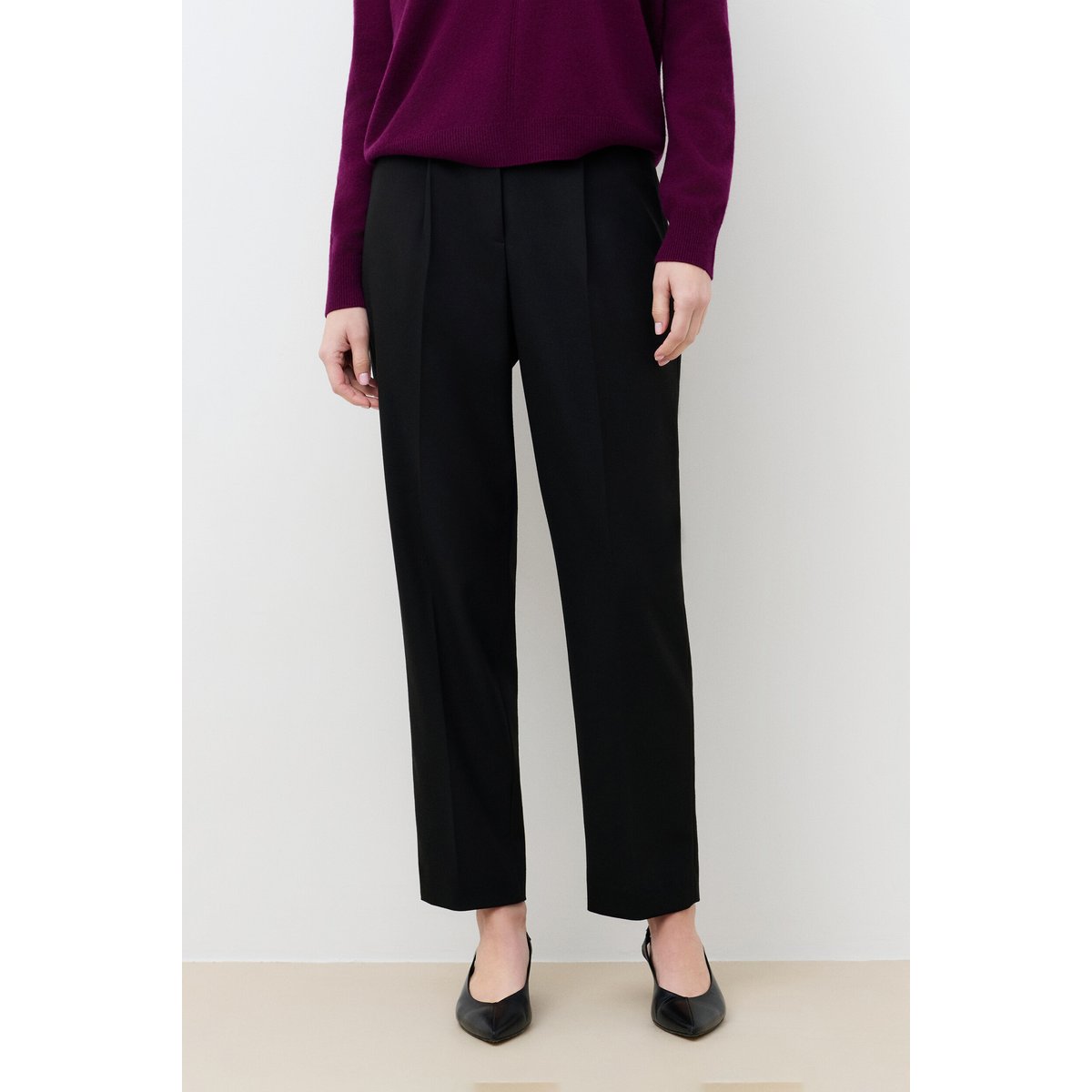 Pantalon droit taille haute POLYGONE noir, CAROLL