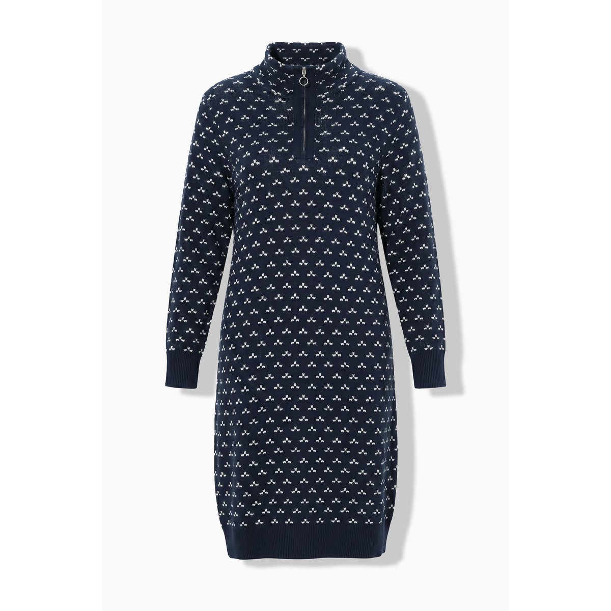 Robe en maille, motif graphique marine, ULLA POPKEN