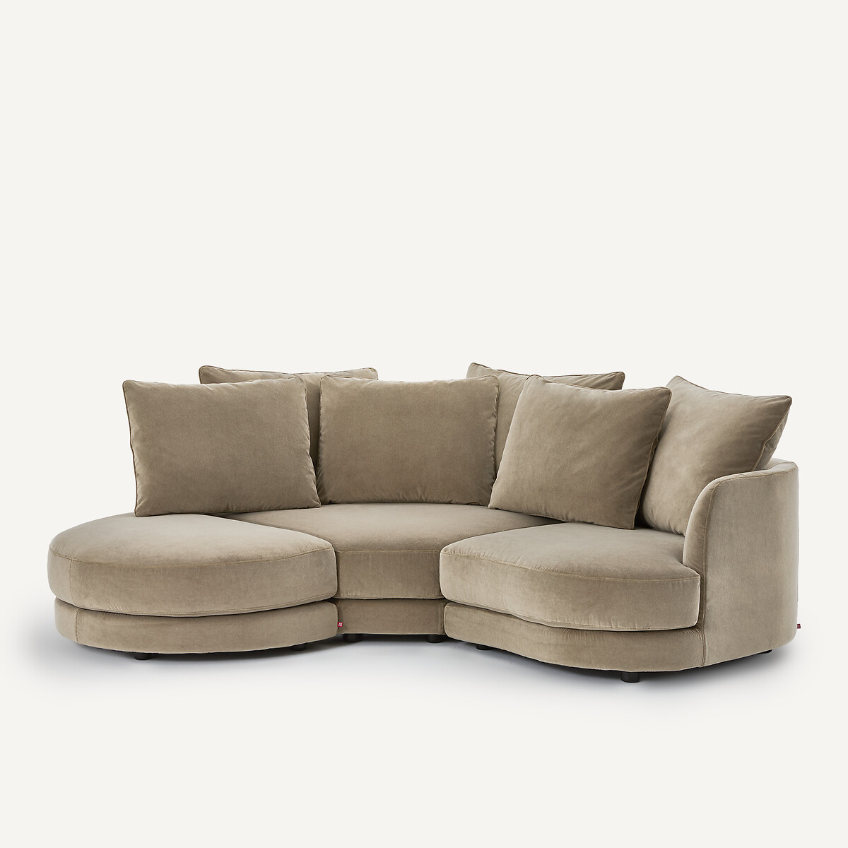 Rechtes, abgerundetes, modulares Halbsofa aus stonewashed-Samt, TIBERIO shiitakegrau, AM.PM