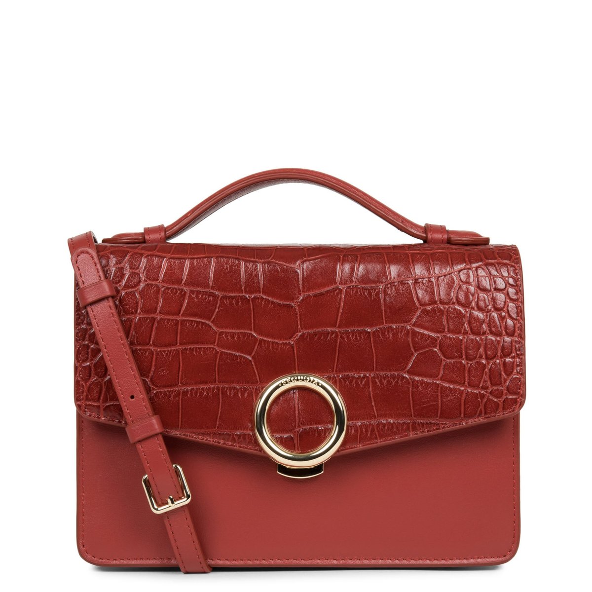 Sac à main à rabat MUSE BI-CROCO rouge, SEQUOIA