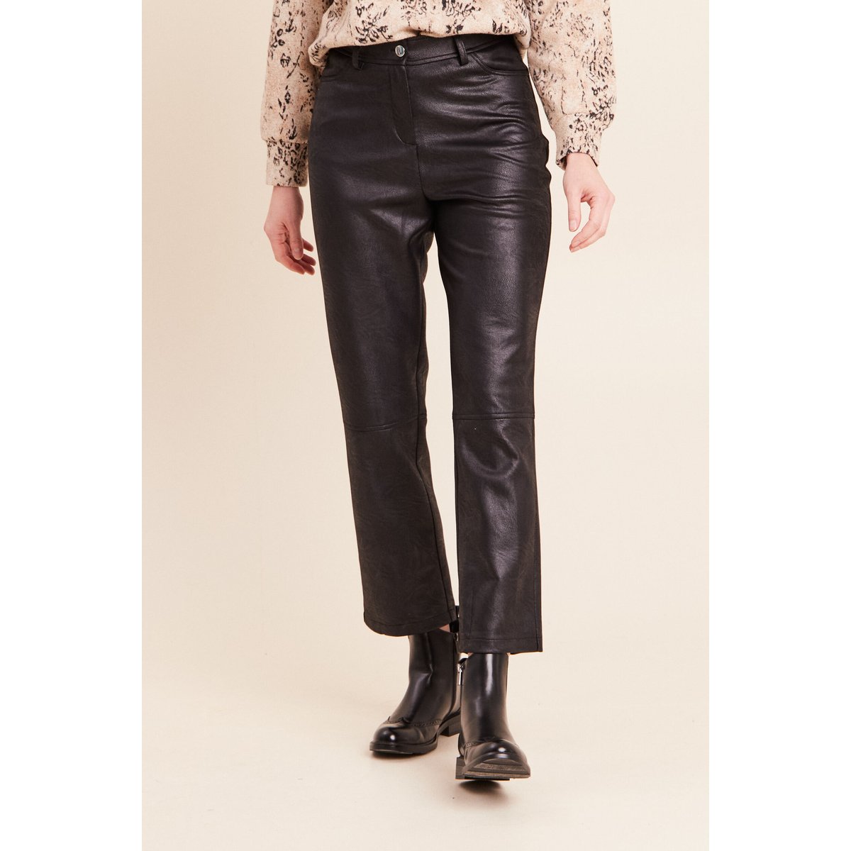 Pantalon droit 7/8ème taille haute noir, BREAL