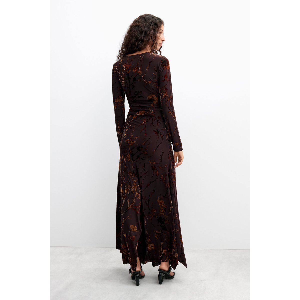 robe midi en maille marron, DESIGUAL