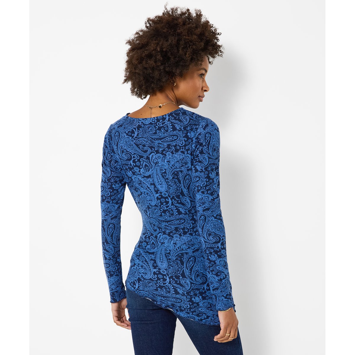 Henley en Jersey à Col Bénitier Imprimé Cachemire bleu, JOE BROWNS