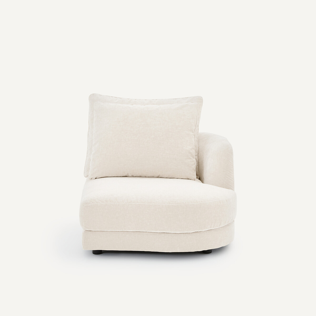 Rechtes, abgerundetes, modulares Halbsofa aus Chenille-Samt, TIBERIO weiss, AM.PM