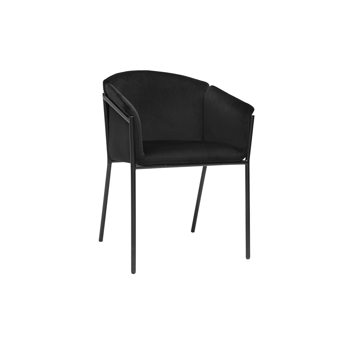 Chaise design en tissu velours rouge tomette et métal noir BRIANE noir, MILIBOO