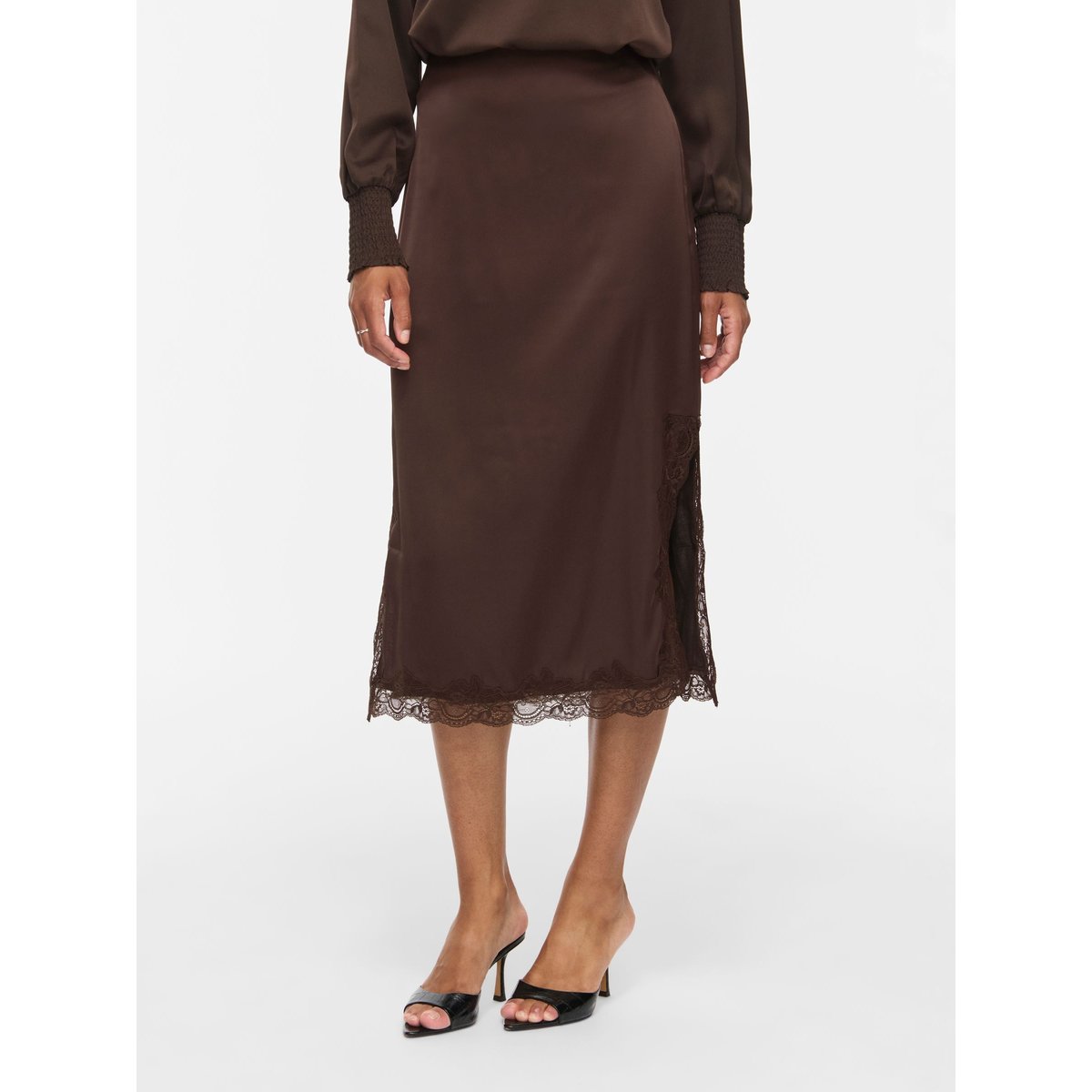 Jupe Mi-Longue marron - coffee bean1, VILA
