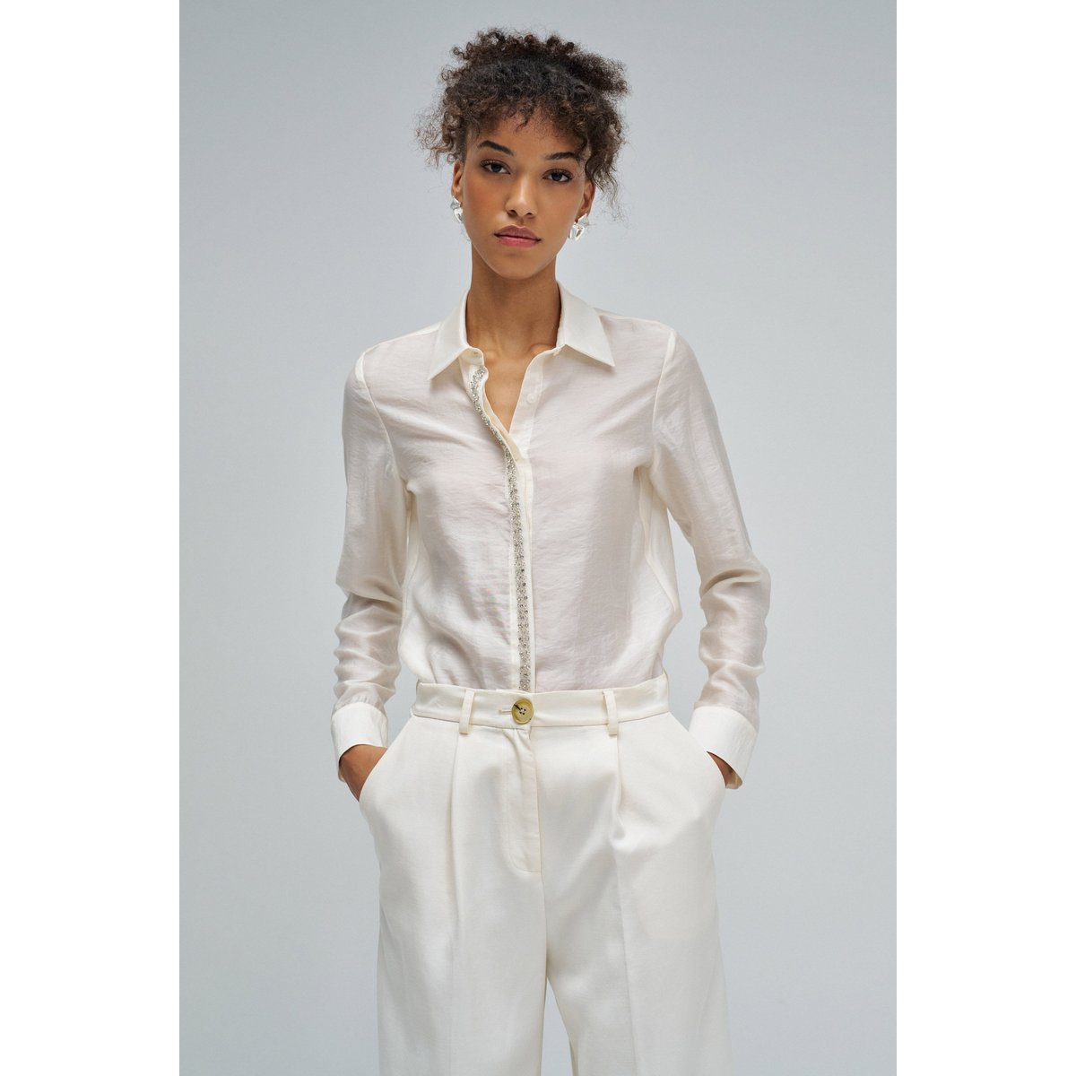 CHEMISE AVEC BRILLANTES beige, SALSA JEANS