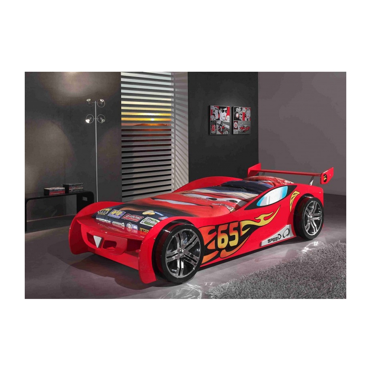 Funbeds Lit voiture Le Mans rouge couleur unique, VIPACK