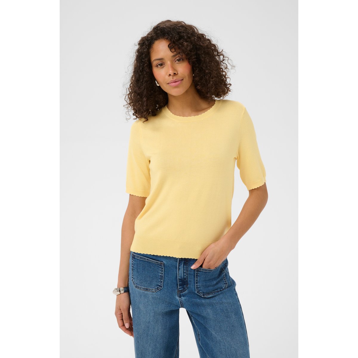 Pullover tricoté jaune sunlight, KAFFE