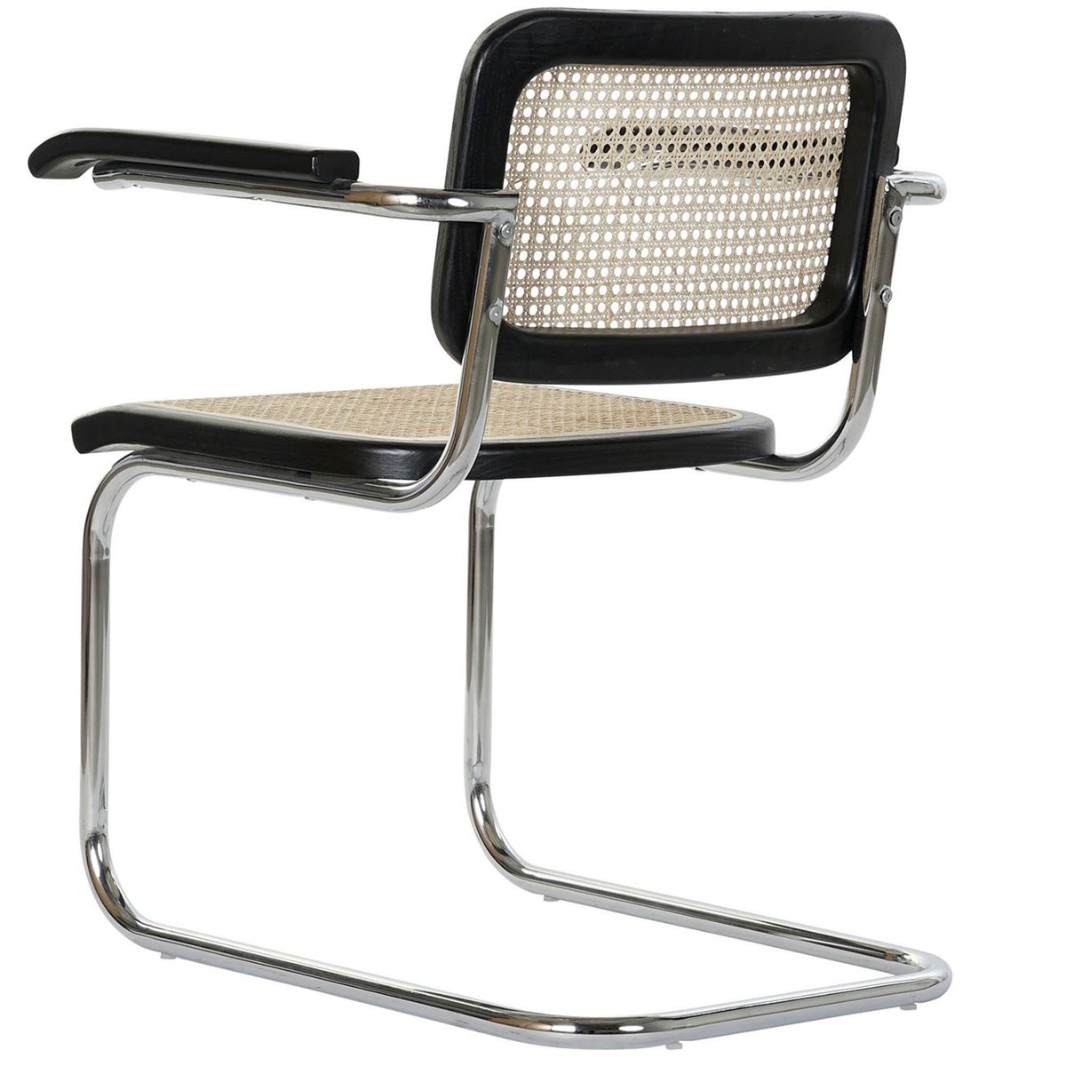Chaise design bois d'orme noir, cannage rotin et métal 65.5x62x79cm noir, WADIGA