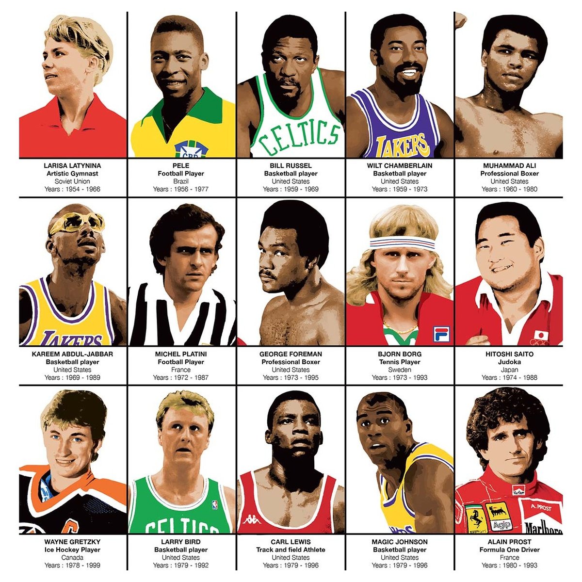 Affiche d'art - Legends of Sports History - Olivier Bourdereau affiche d'art, WALL EDITIONS