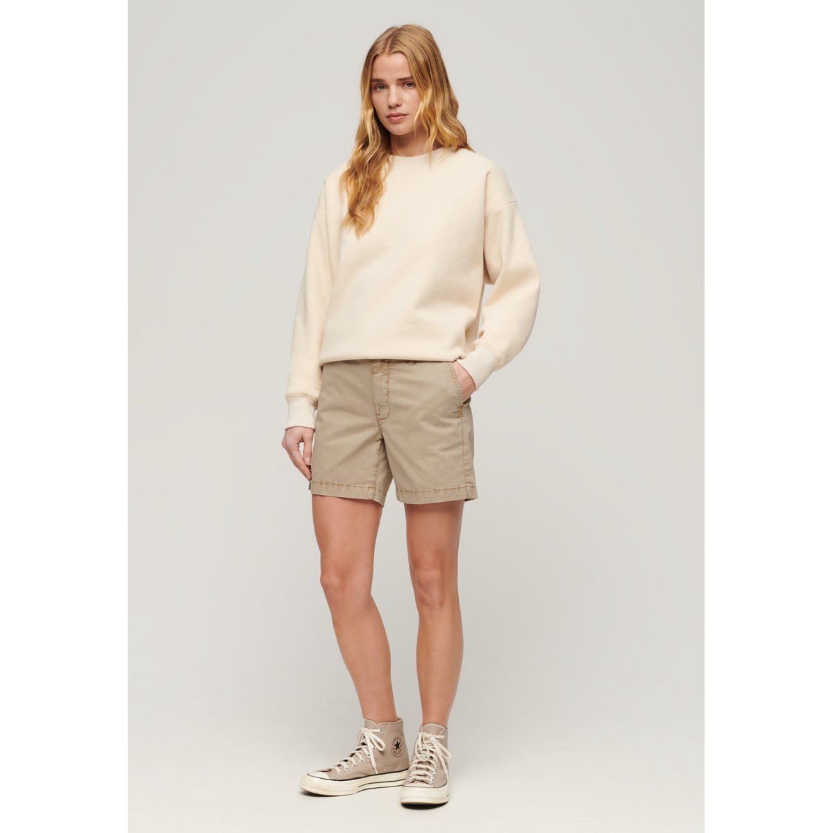 Short chino classique marron taupe délavé, SUPERDRY