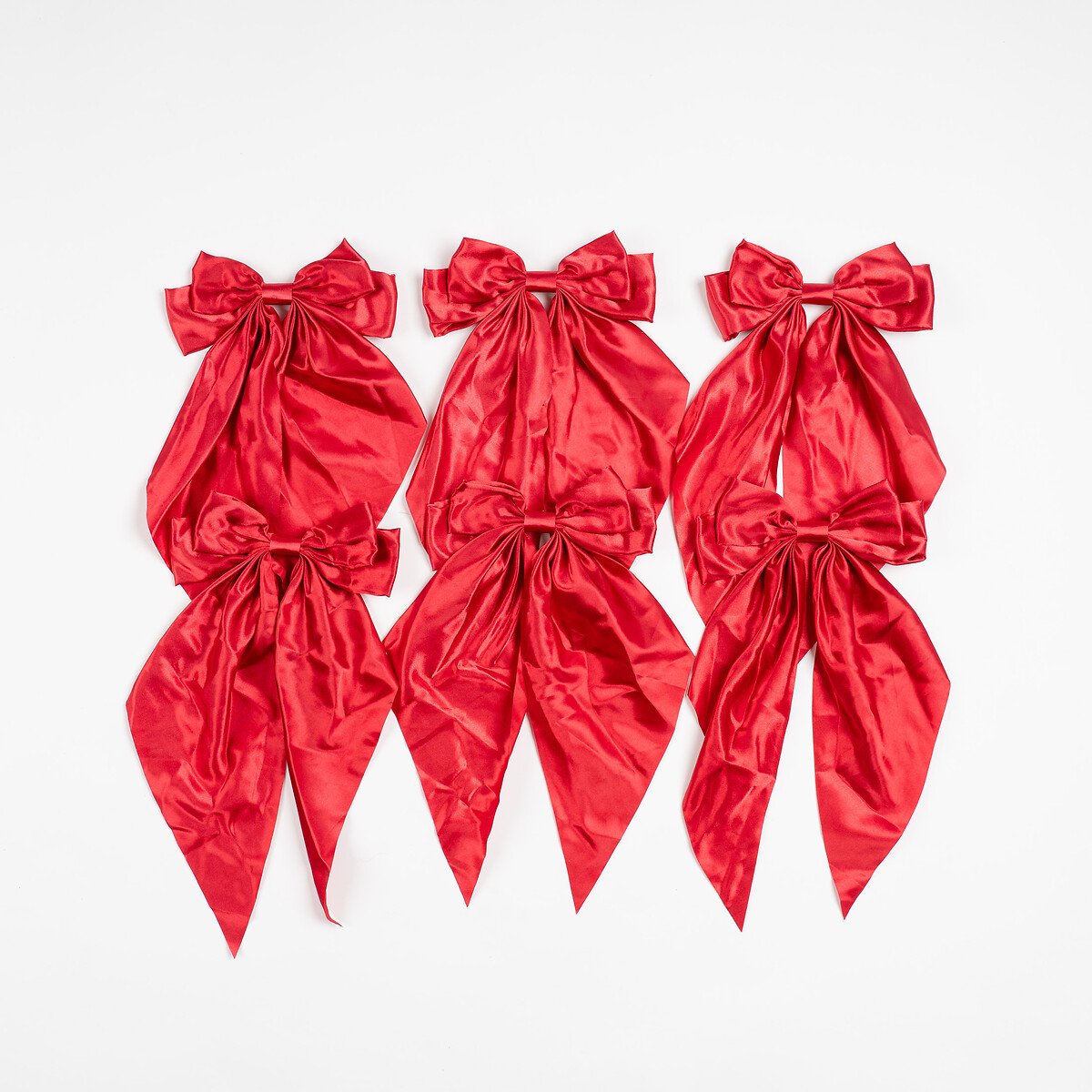 Set of 6 19cm Clip-on Satin Bows in Red red, SO'HOME