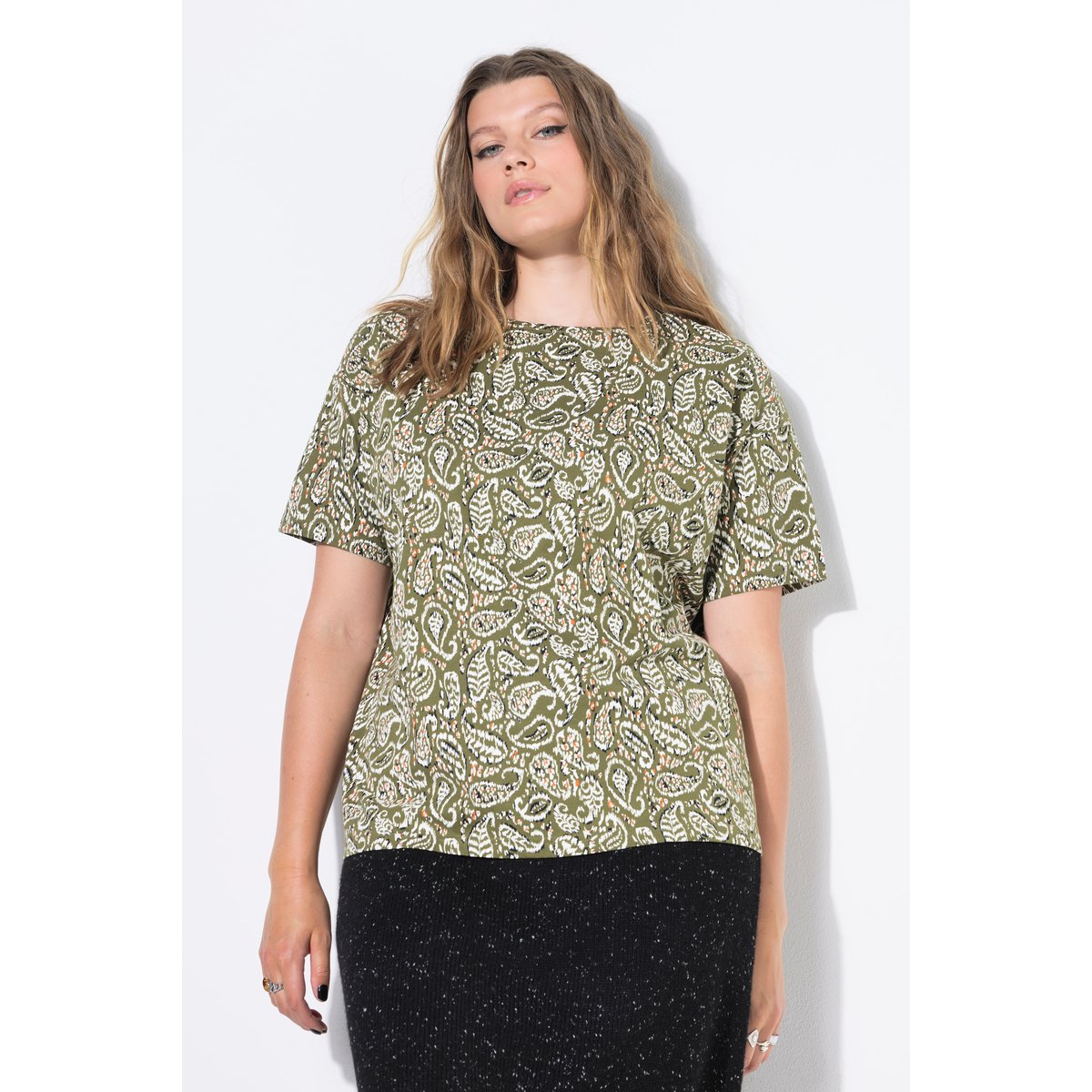 T-shirt oversize, imprimé cachemire palmiers verts, STUDIO UNTOLD