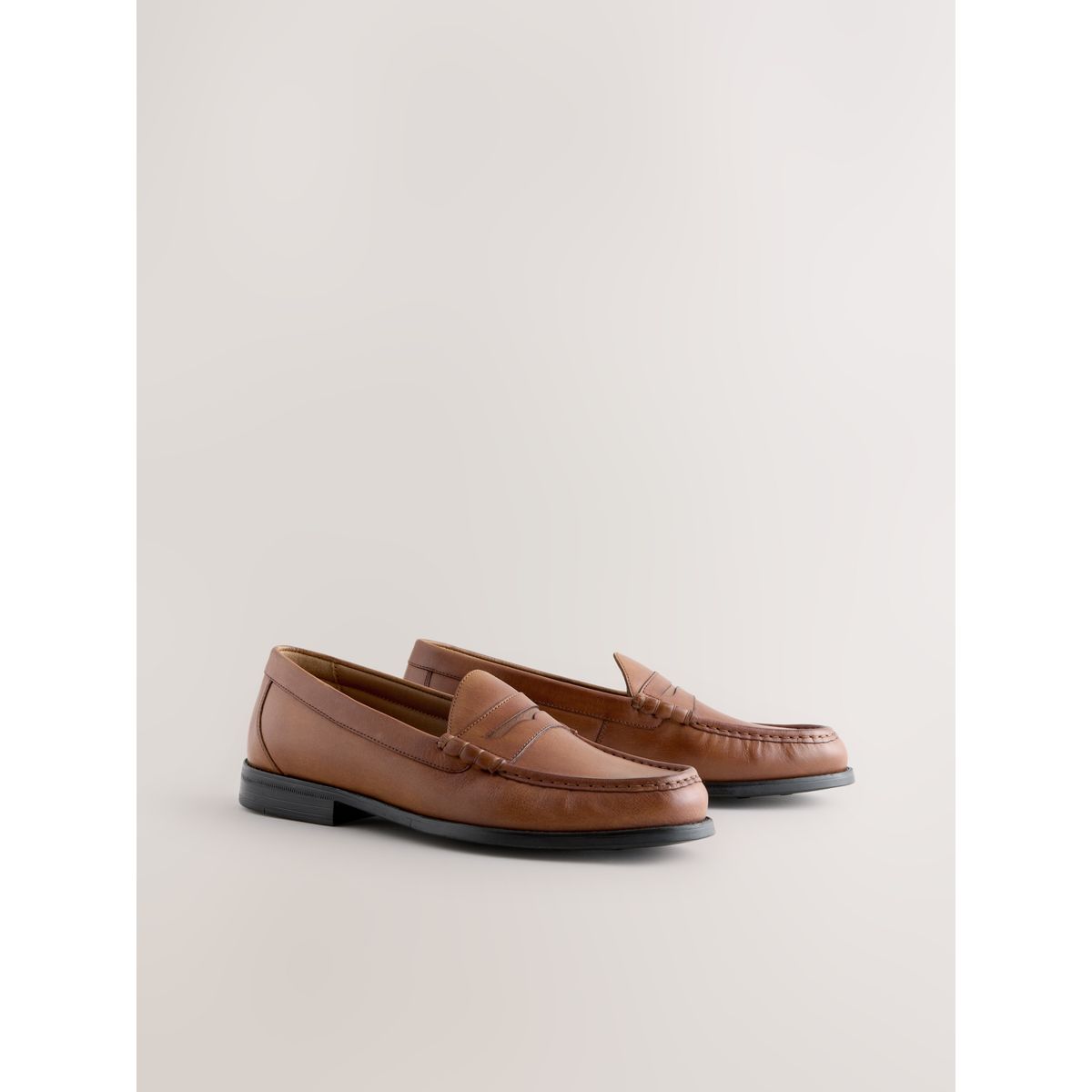 Mocassins en cuir fauve/marron, NEXT