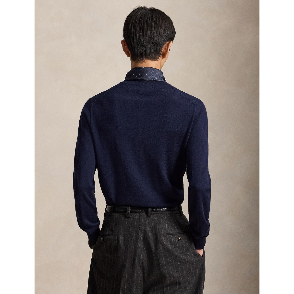 Pullover girocollo, in lana merino blu marino, POLO RALPH LAUREN
