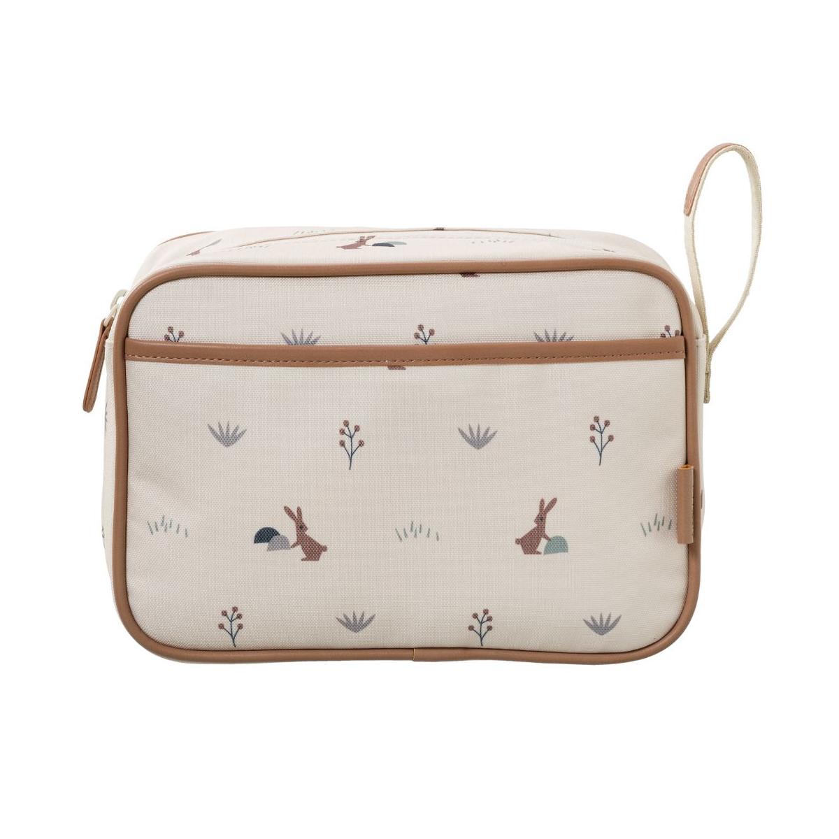 Trousse de toilette ecru, marron, bleu, FRESK