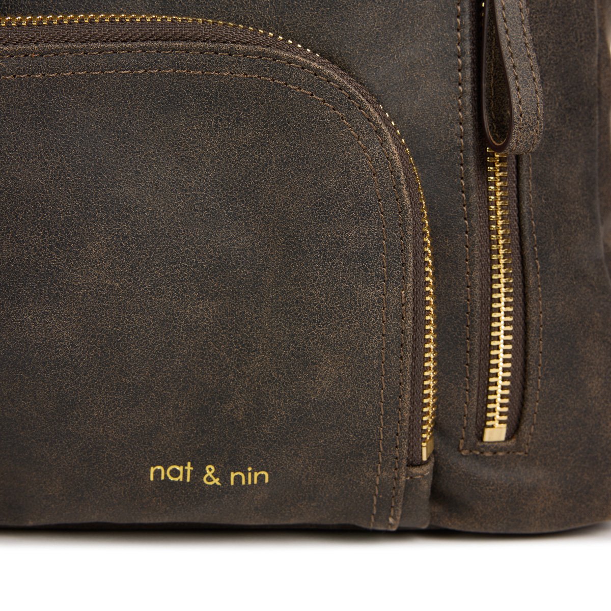 Sac à main en cuir, porté épaule avec bandoulière MACY marron vieilli, NAT & NIN