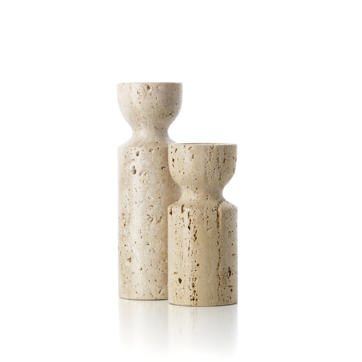 Bougeoir en travertin TRAVERTINE HOURGLASS beige, BAZAR BIZAR