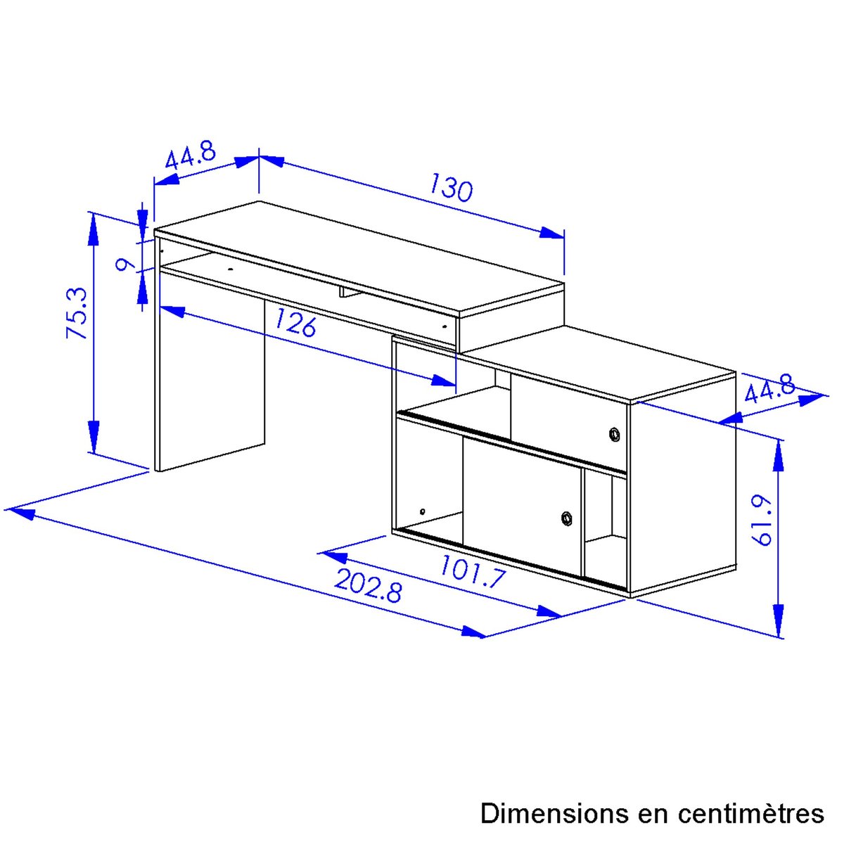 Bureau modulable & polyvalent MODULA beige, DIAGONE