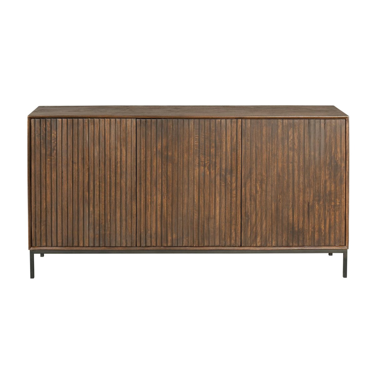 Buffet 3 portes rainurées en bois CORTINA marron, PIER IMPORT