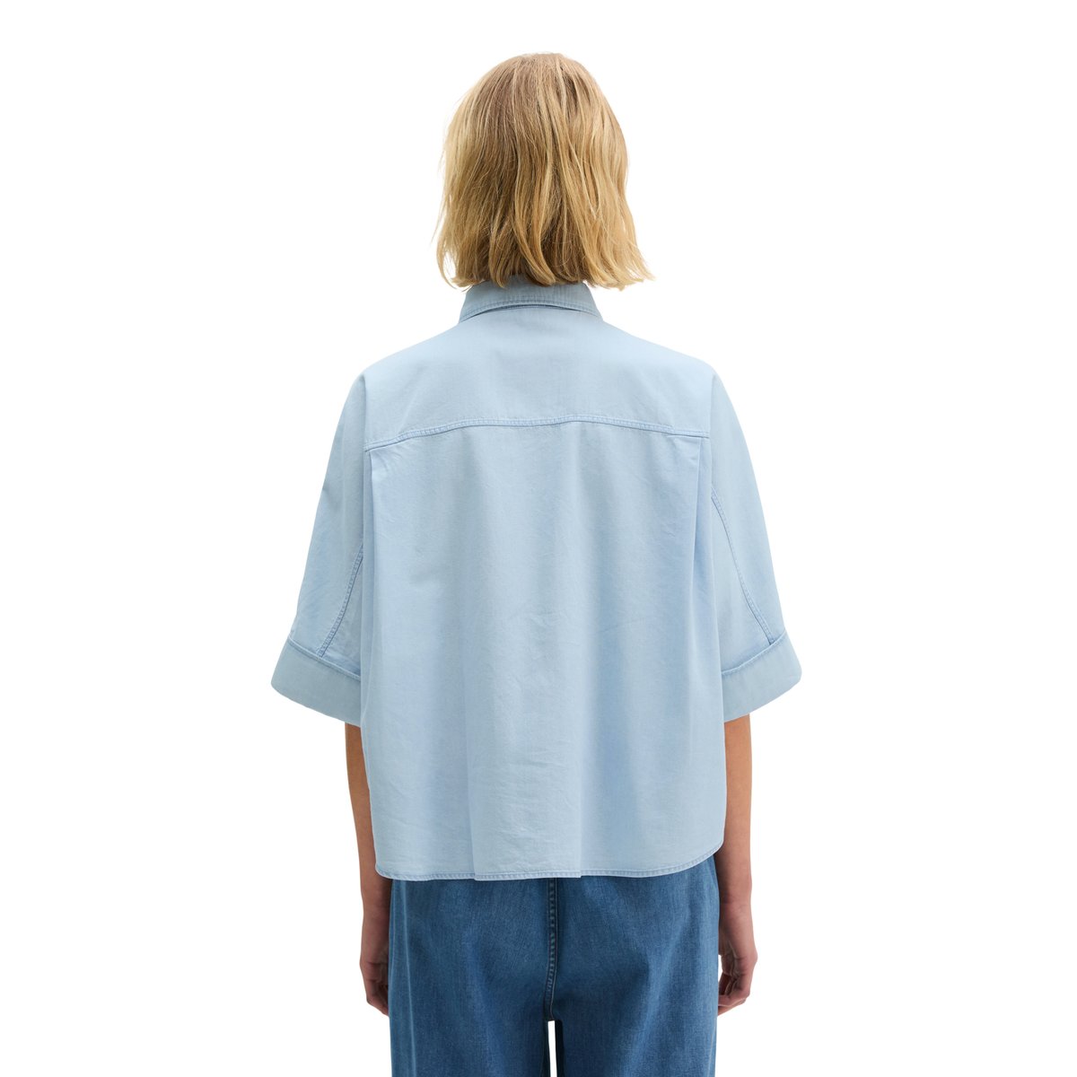 Blouse en denim relaxed avec Tencel™ Lyocell bleu clair, MARC O'POLO