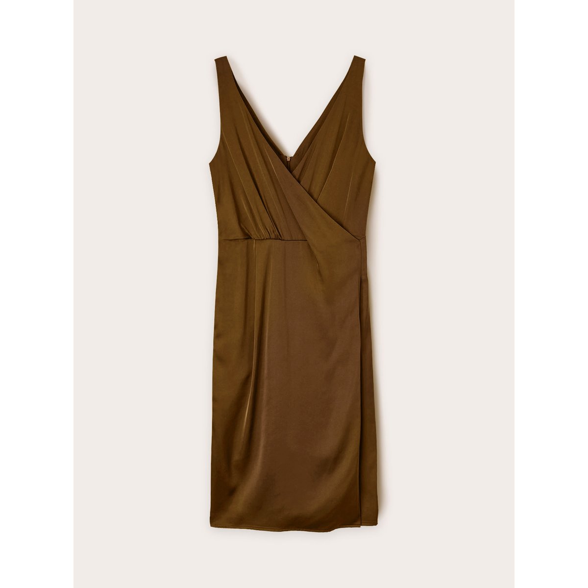 Robe courte en satin à encolure croisée verde militare, MOTIVI