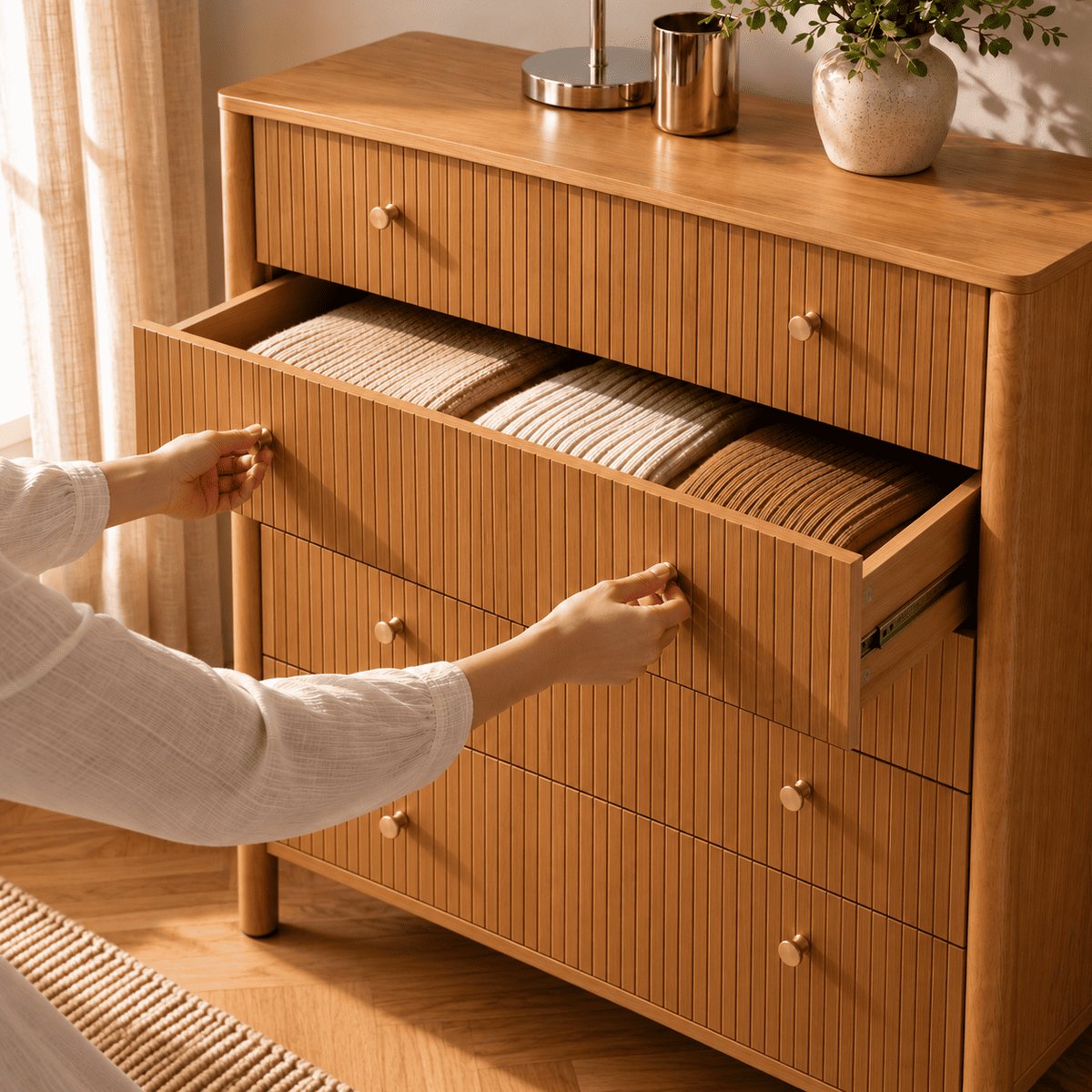 Commode 5 tiroirs CLEO chêne, SORELH