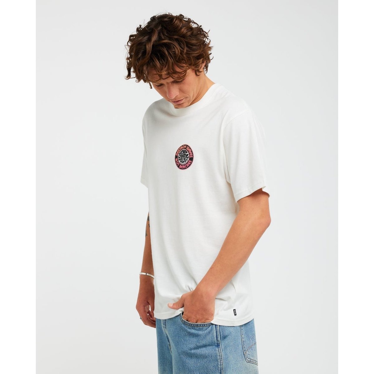 T-shirt Destroy Series bone, RIP CURL