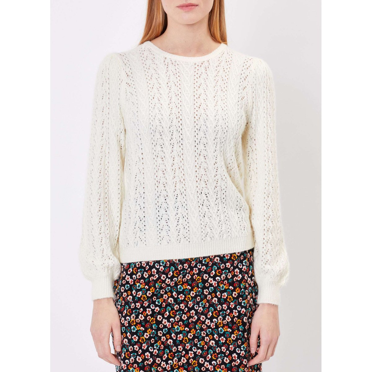 Pull maille fantaisie uni IZE blanc, PRINCESSE NOMADE