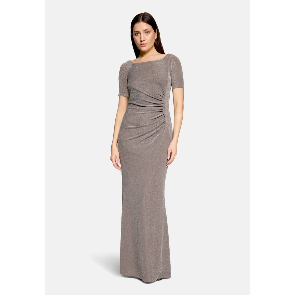 Robe de soirée au look scintillant taupe/silver, VERA MONT