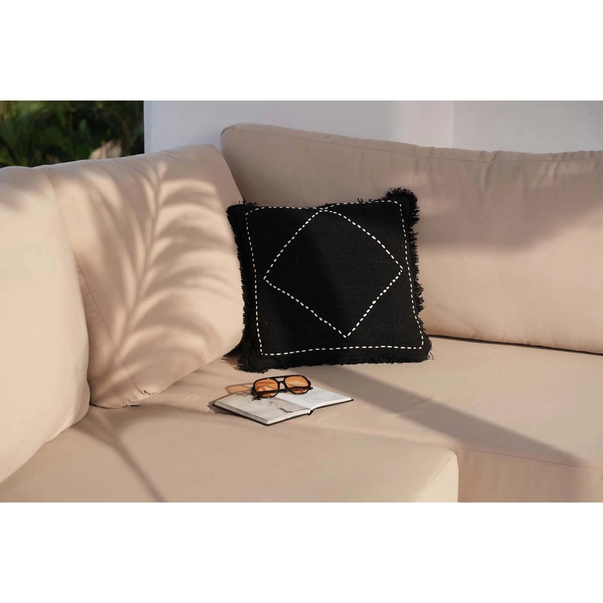 Housse de coussin en coton KASBAH noir blanc, BAZAR BIZAR