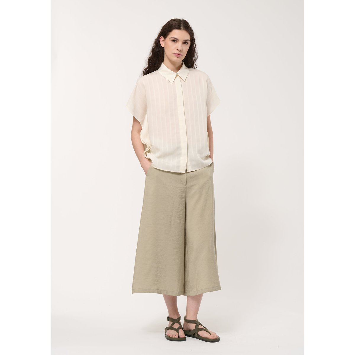 Chemise oversize rayures texturées off white, HUMILITY