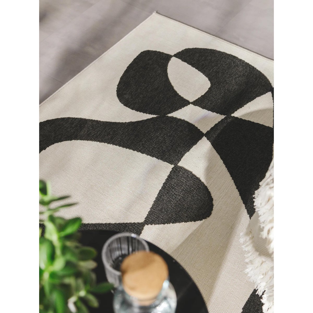 Tapis d'extérieur & intérieur TARO noir & blanc, BENUTA