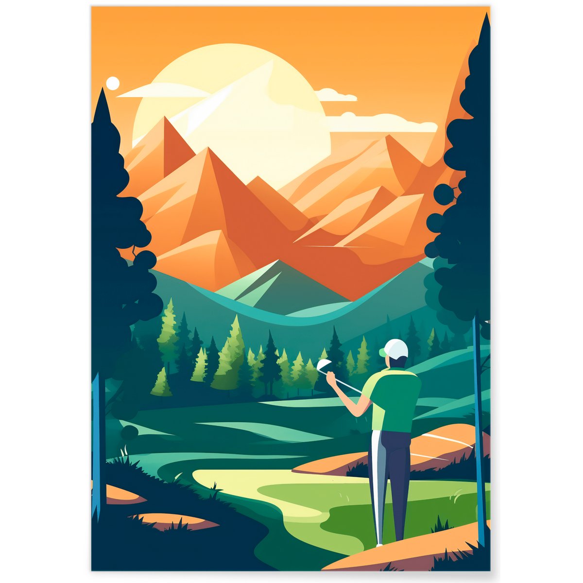 Affiche Illustration Golf blanc, L'AFFICHERIE