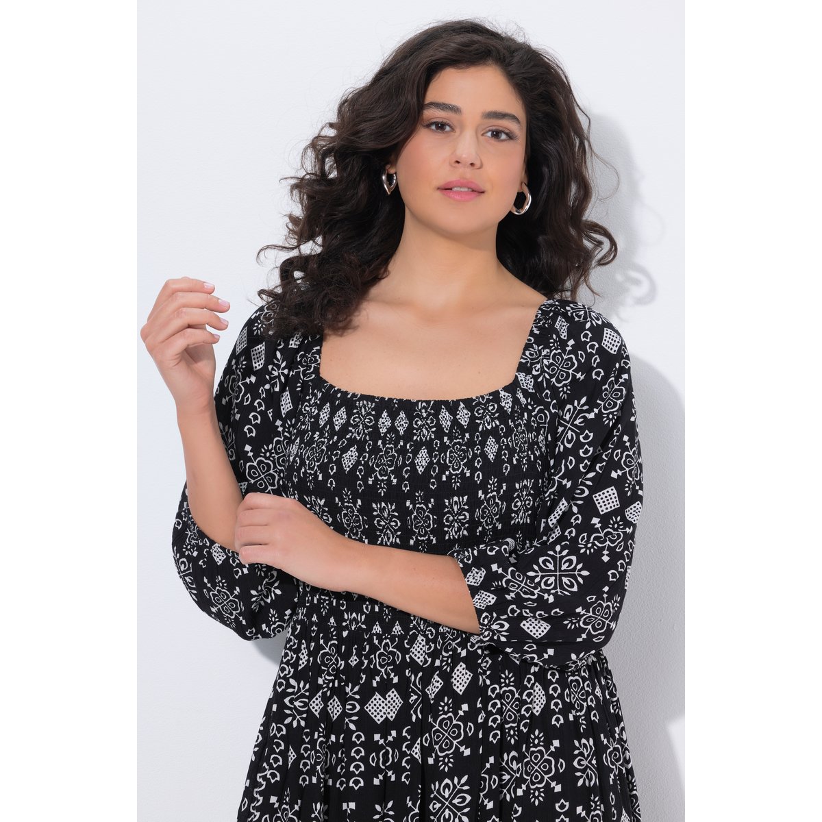 Robe maxi, coupe évasée noir, ULLA POPKEN