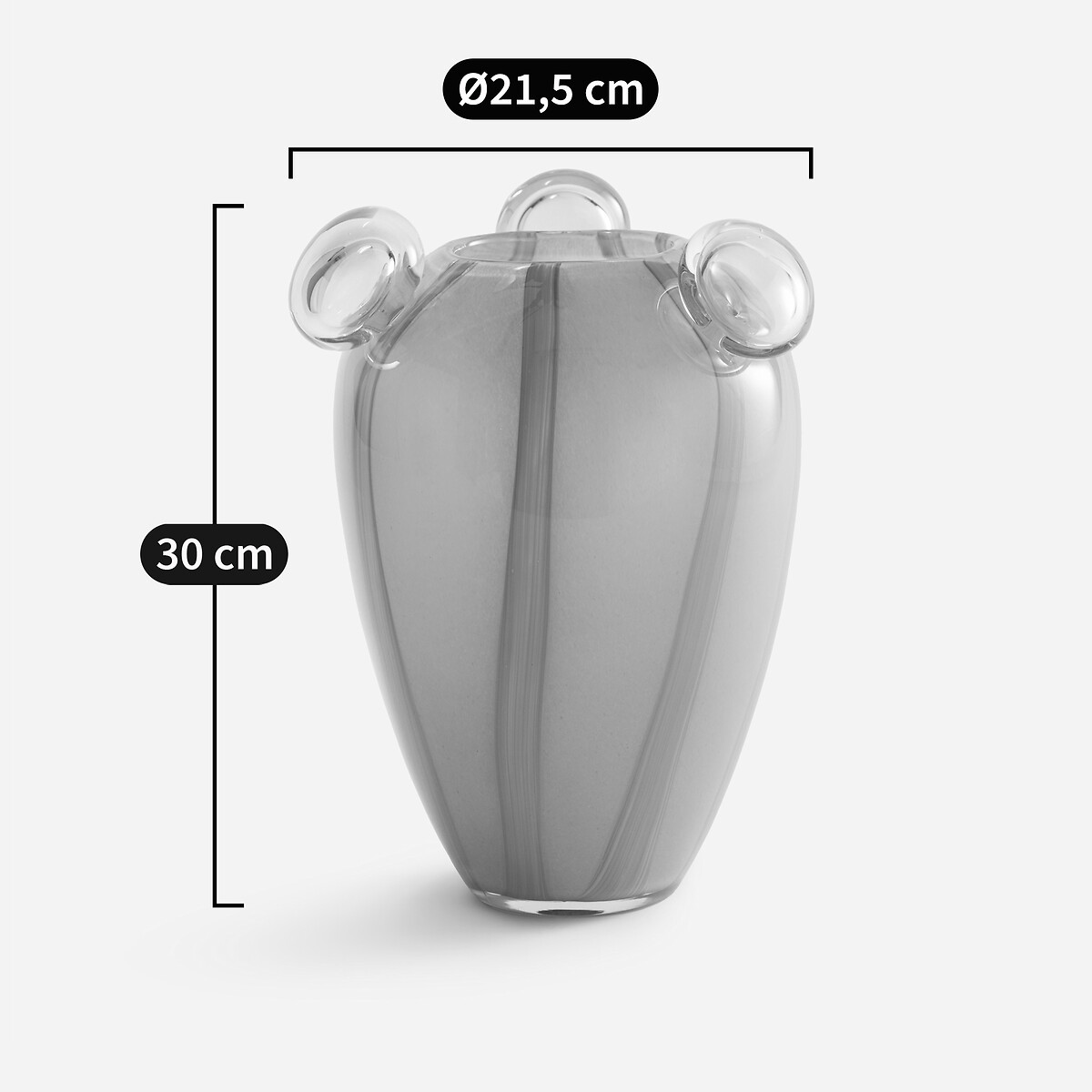 Vase en verre soufflé à 3 bulles, H30 cm, Celis rose, AM.PM