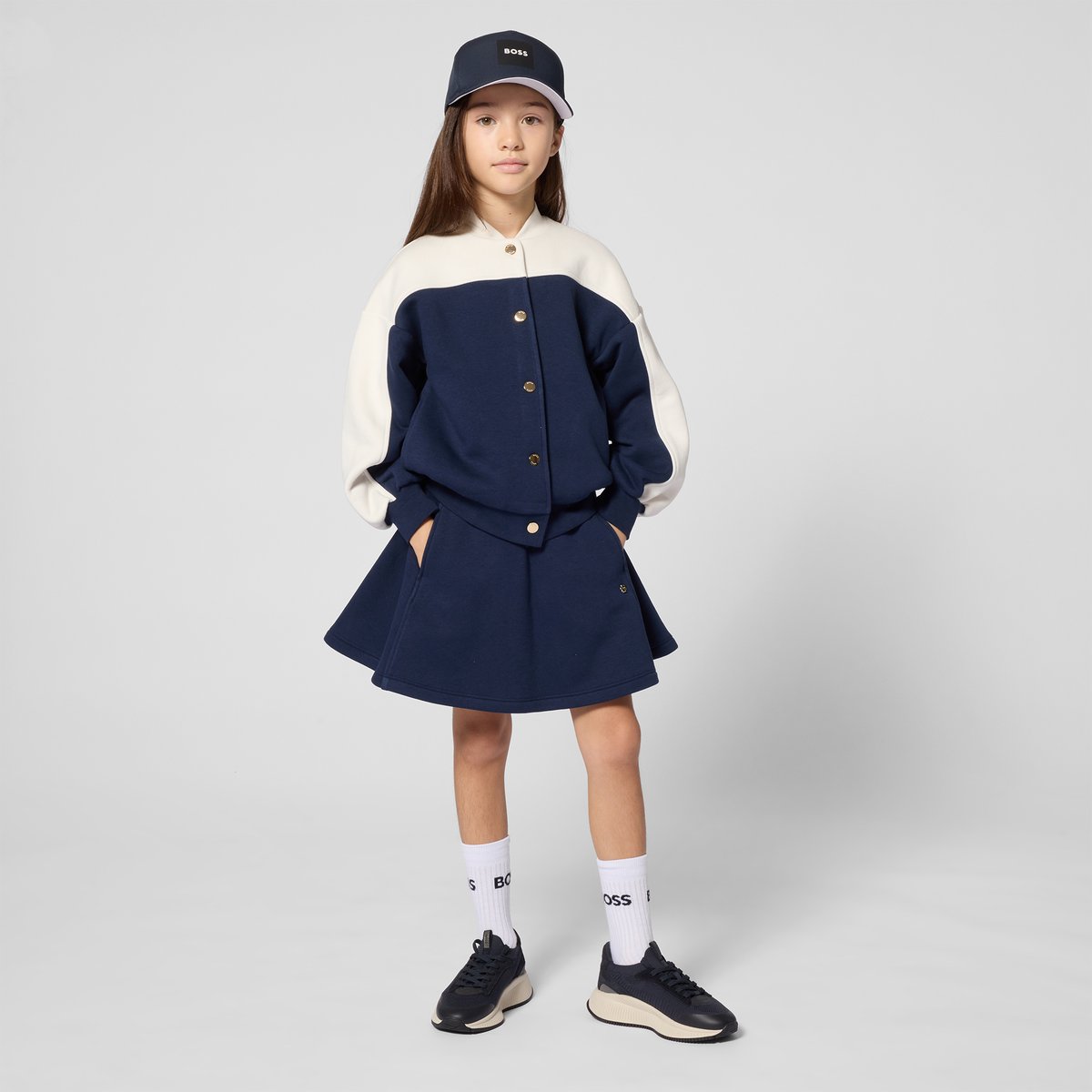 Jupe patineuse en molleton bleu cargo, BOSS KIDSWEAR