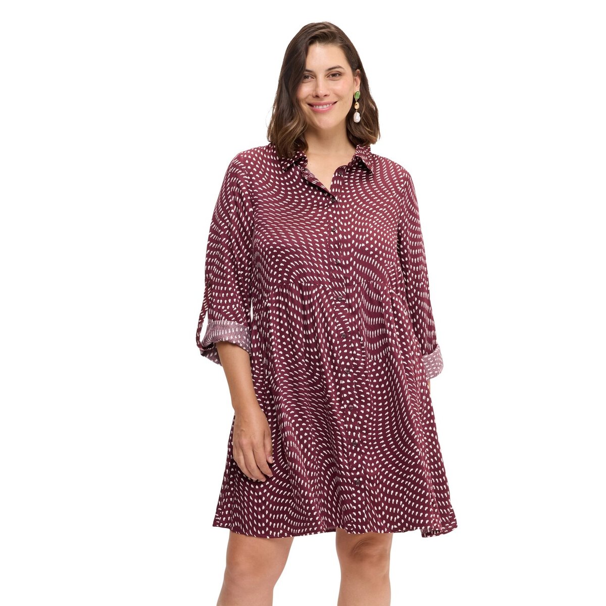 Robe courte chemisier avec imprimé burgundy, FIORELLA RUBINO