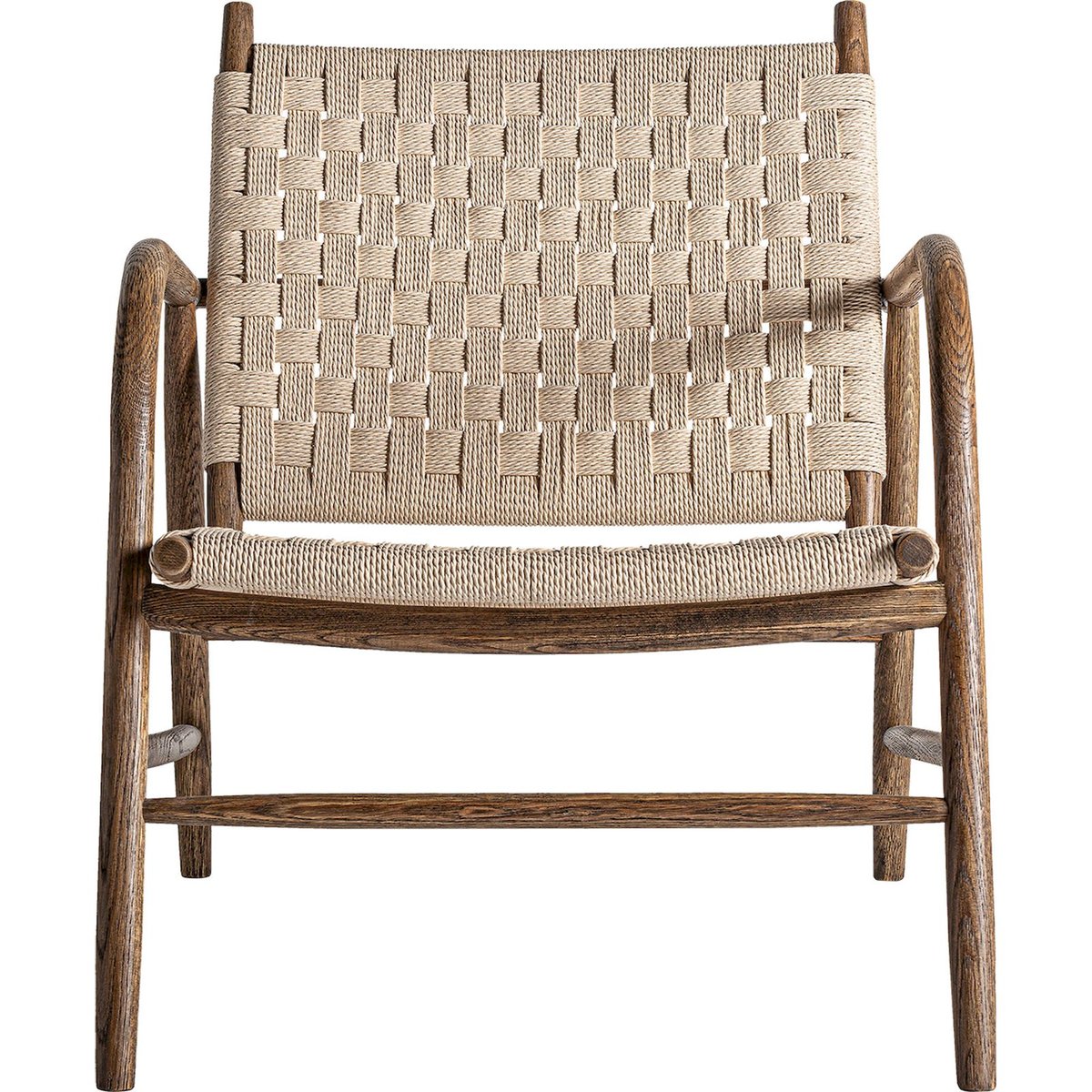 Fauteuil en chêne et corde esprit artisanal chêne marron et corde naturelle, RECOLLECTION