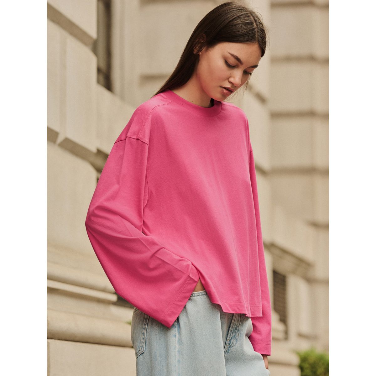 T-shirt ras du cou en maille interlock rose, NEXT