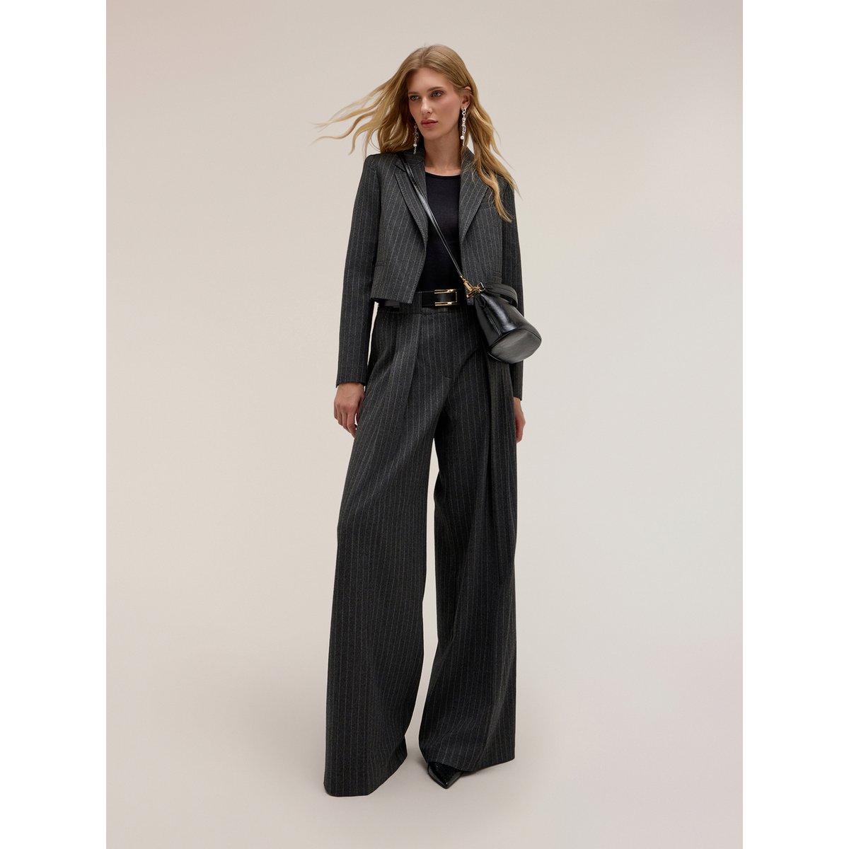Pantalon palazzo à rayures The Tailoring Lab gris, MOTIVI