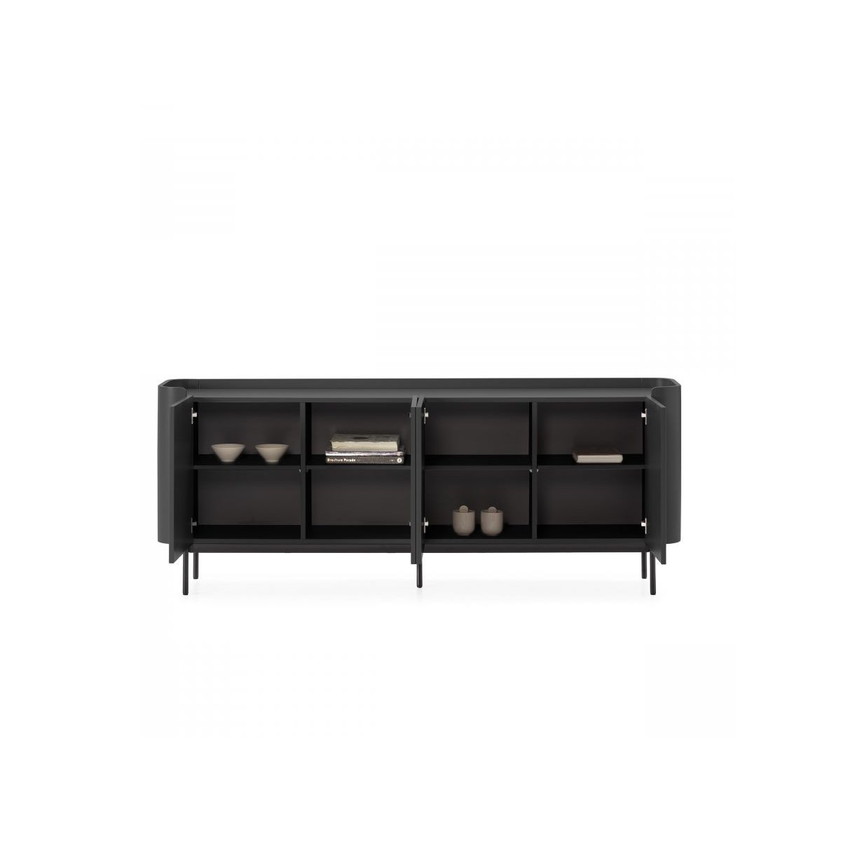 Buffet en MDF portes 200 cm, JAY noir, BOBOCHIC