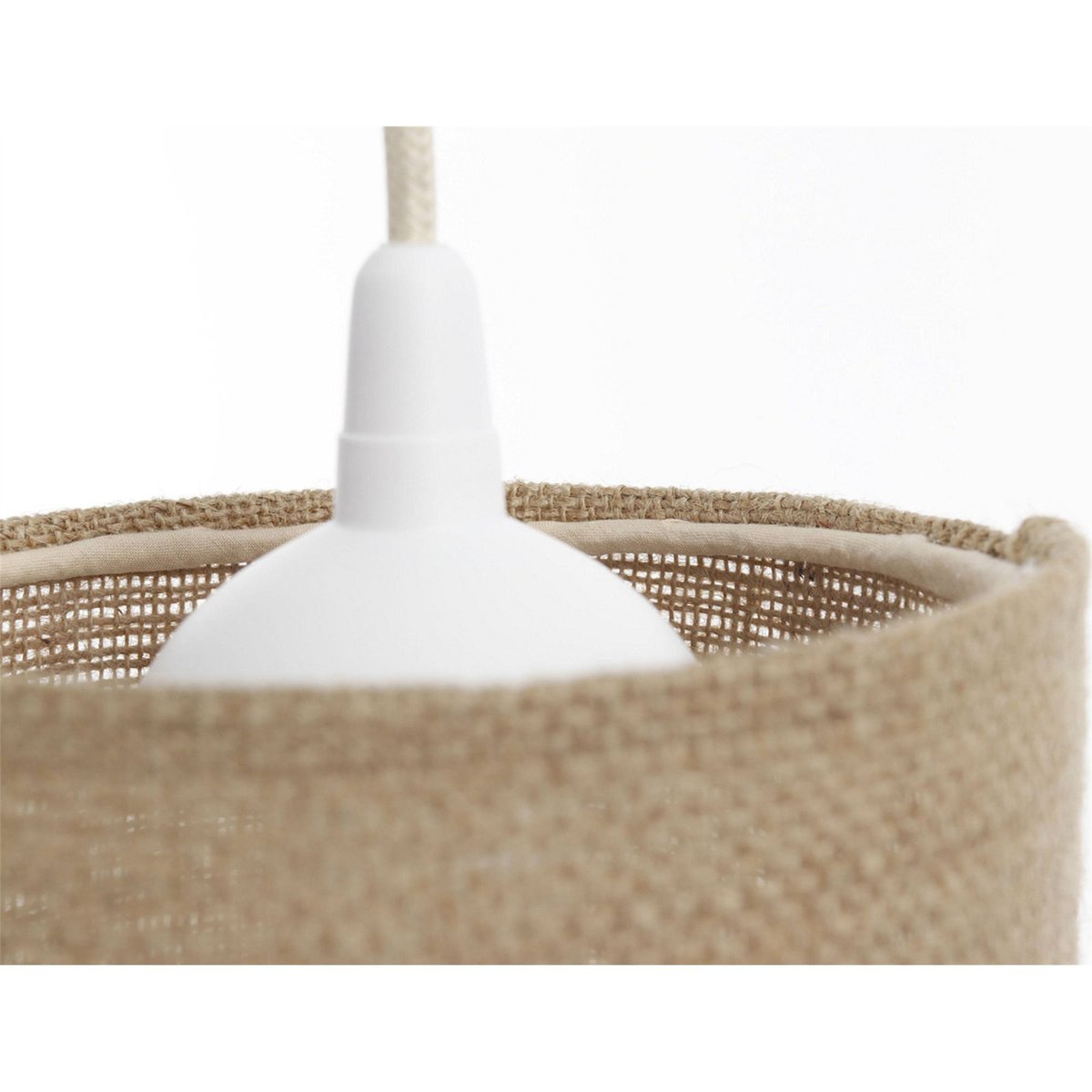 Suspension en lin rond Boho Elegant lin naturel et rotin clair, BPS KONCEPT