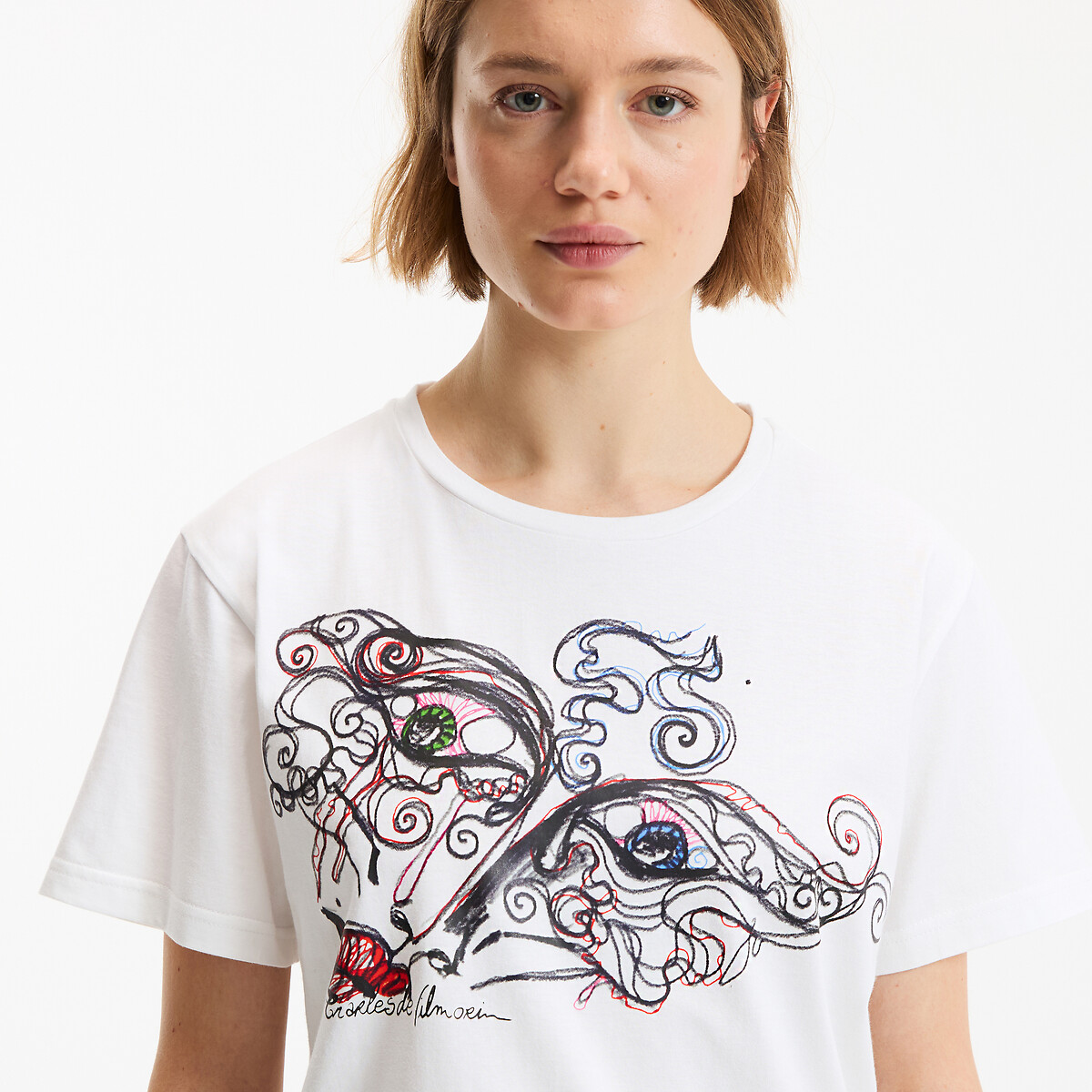 Graphic Print Crew Neck Short Sleeve T-Shirt white, CHARLES DE VILMORIN X LA REDOUTE