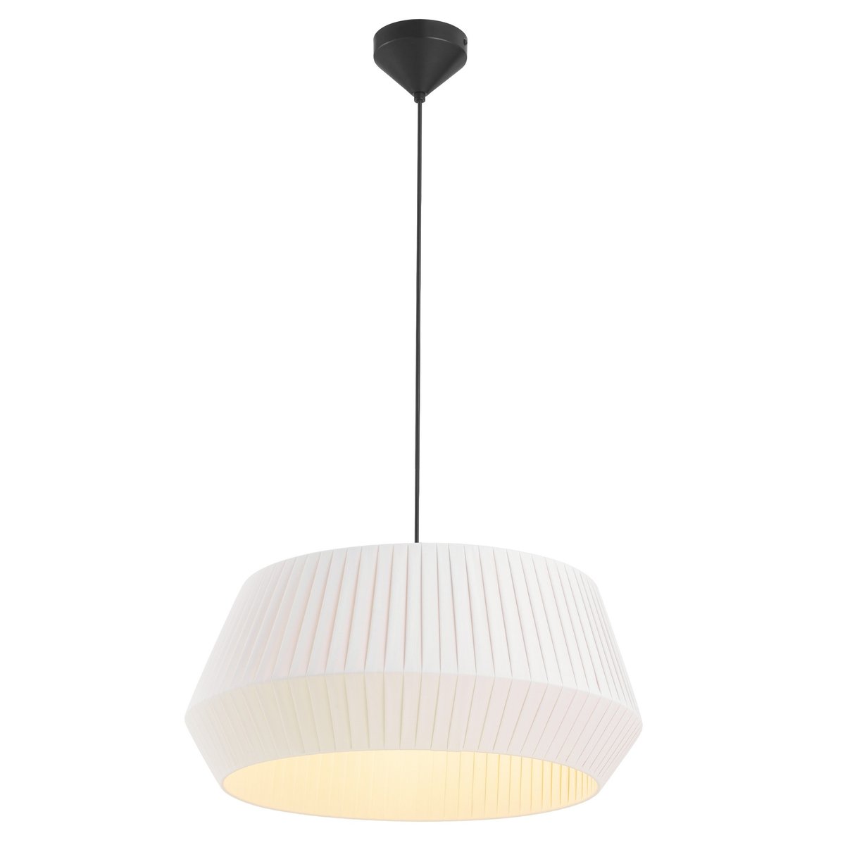 Suspension abat-jour en coton plissé en textile, DICTE 53 blanc, NORDLUX