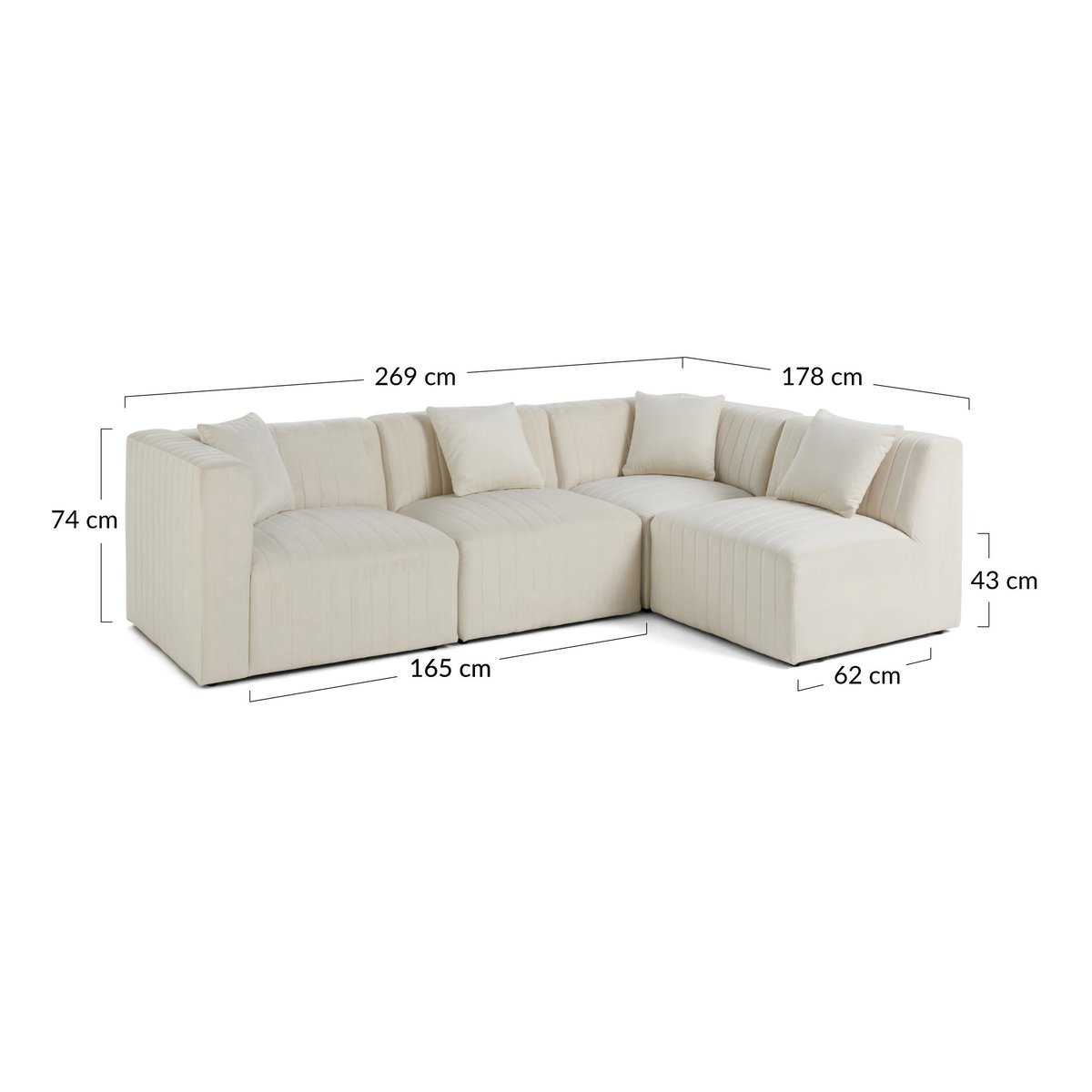 Canapé d'Angle droit 5 places - NOVA gris, BEST MOBILIER