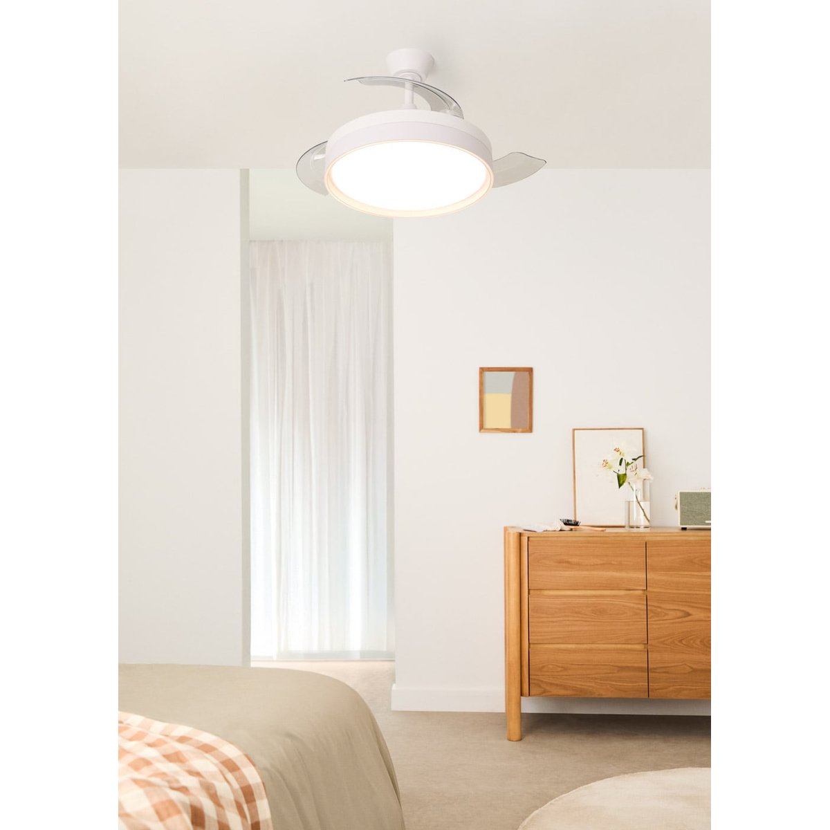 Ventilateur de plafond 40 W avec lumière et télécommande WIND CLEAR EDGE blanc/blanc, CREATE
